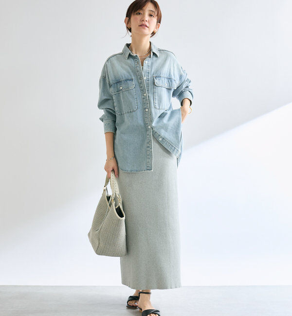  「【美シルエット】コットンリブニットスカート」|スカート|