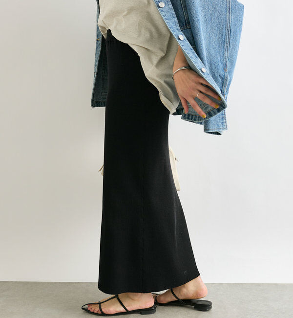  「【美シルエット】コットンリブニットスカート」|スカート|