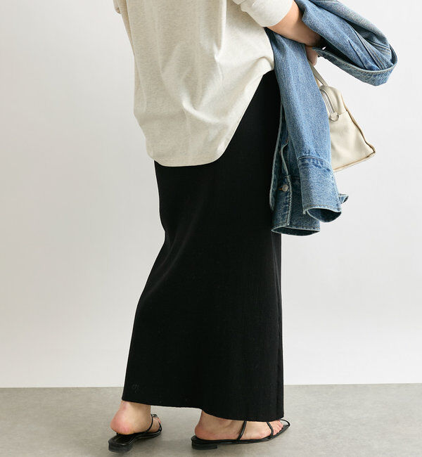  「【美シルエット】コットンリブニットスカート」|スカート|