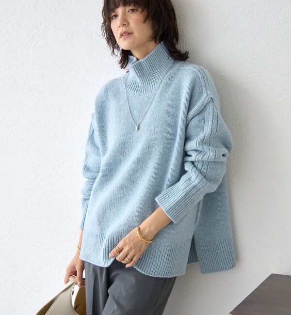  「【暖かな素材感/リバイバル】MIXヤーンタートルニット」|ニット・セーター|