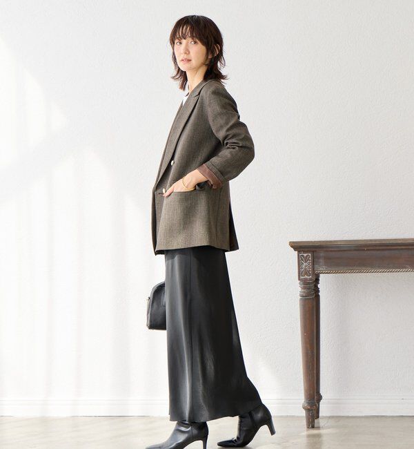 「【美シルエット】シャークスキンピークドラペルジャケット」|テーラードジャケット|