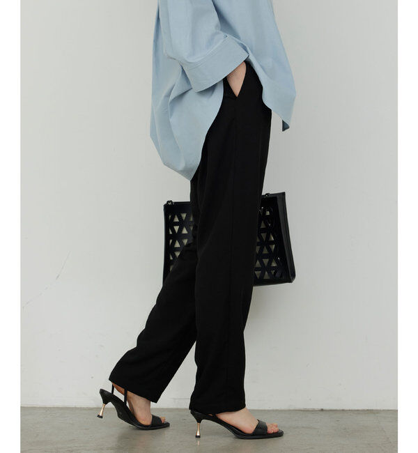  「【-3kg見えパンツ】【リニューアル！】ジャージーテーパードパンツ」|チノ|ブラック