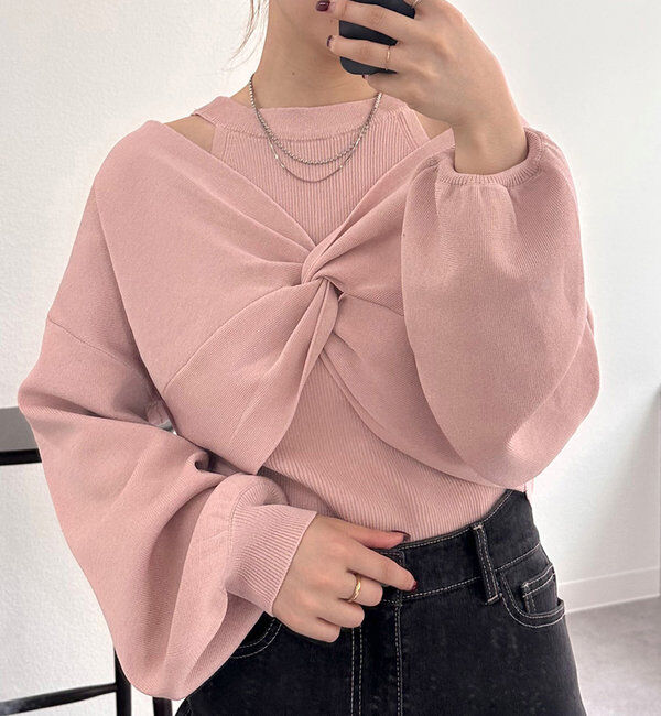  「クロスニットSET」|ニット・セーター|ピンク