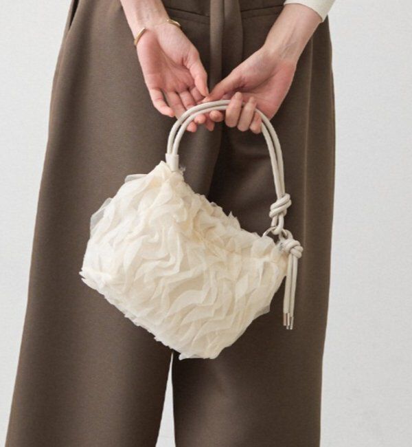 「【GALENA/ガレナ】メッシュフリル巾着Bag」|トートバッグ|オフホワイト