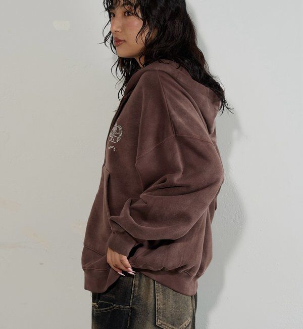  「【SLOPPY】RHINESTONE ZIP HOODIE」|パーカー|