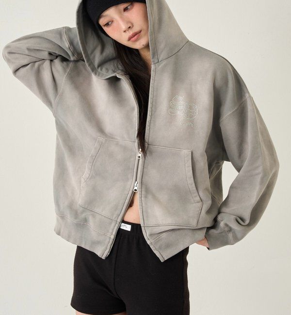 「【SLOPPY】RHINESTONE ZIP HOODIE」|パーカー|