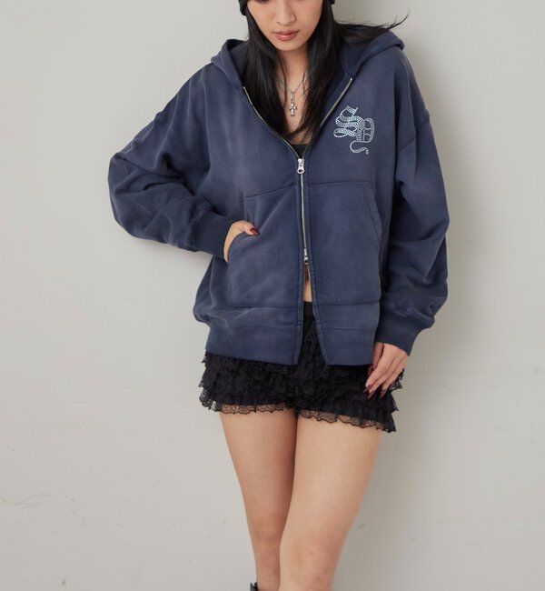  「【SLOPPY】RHINESTONE ZIP HOODIE」|パーカー|