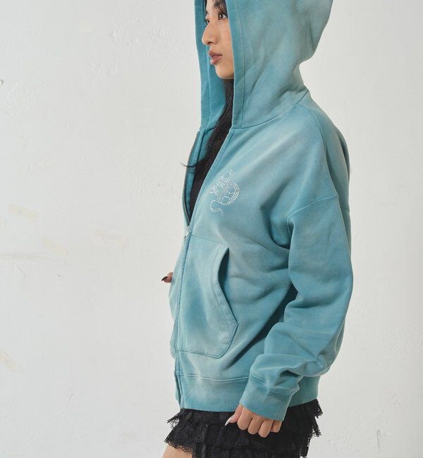  「【SLOPPY】RHINESTONE ZIP HOODIE」|パーカー|