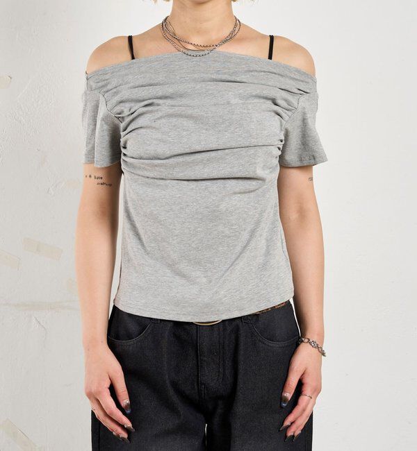  「ギャザーオフショル半袖トップス」|Tシャツ・カットソー|
