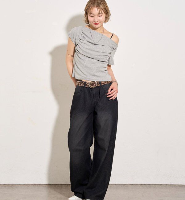  「ギャザーオフショル半袖トップス」|Tシャツ・カットソー|