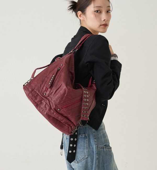  「2-WAY DOT STUDS RING BAG」|ショルダー・メッセンジャー|