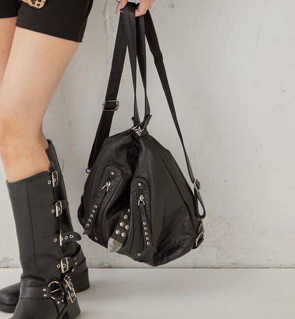  「2-WAY DOT STUDS RING BAG」|ショルダー・メッセンジャー|