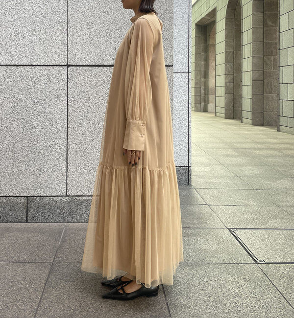  「【オケージョン】【サイズ展開あり】チュールハイネックワンピース」|ワンピース|