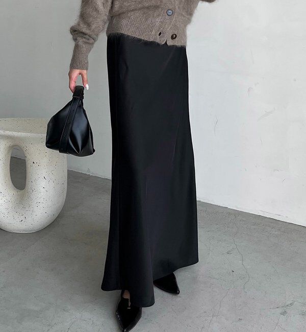  「【新色/ブラウン】バイアススカート」|スカート|ブラック
