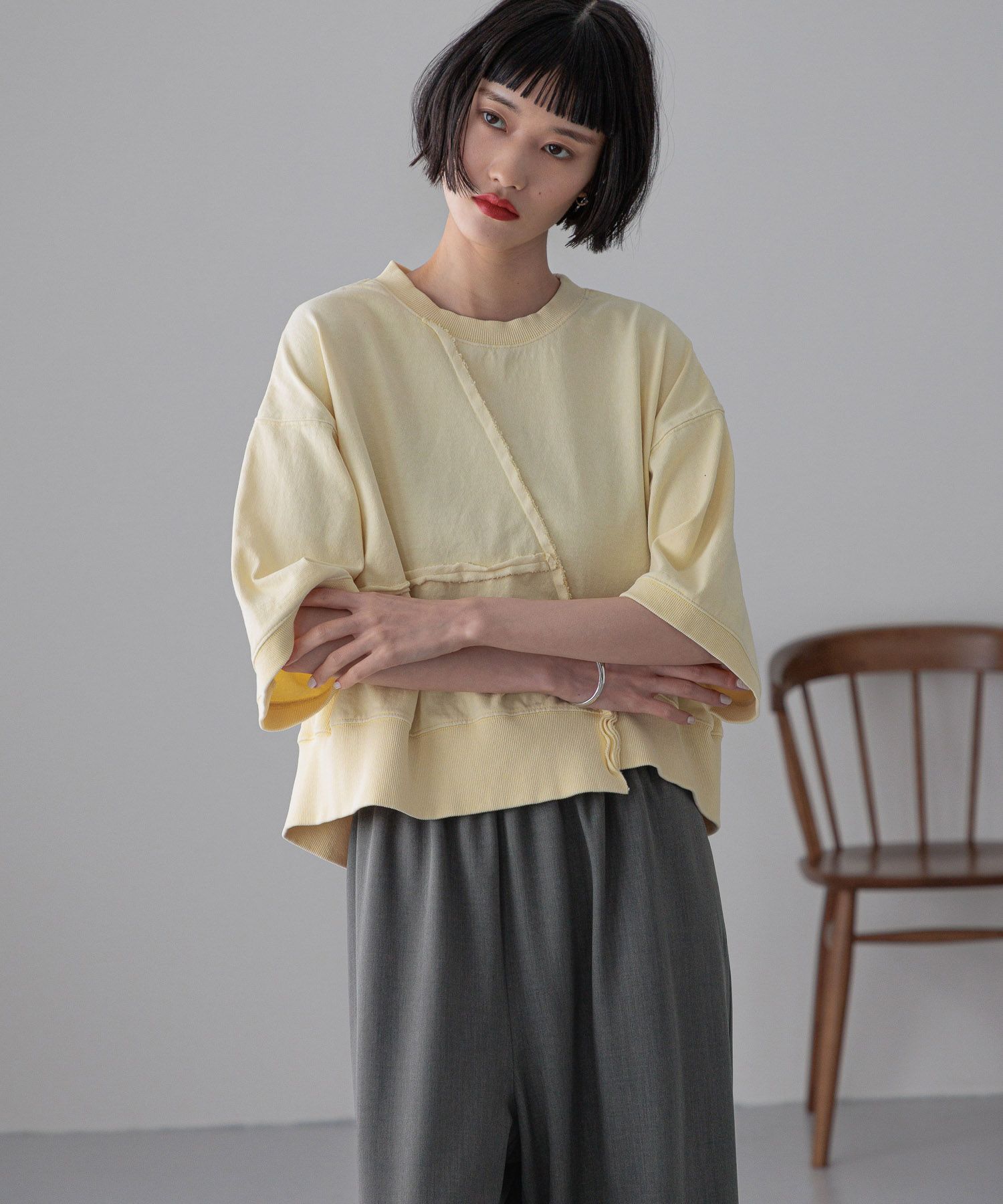 LOWRYS FARM「【選べるSHORT&LONG丈あり】ピグメントリメイク５Ｓ」|Tシャツ・カットソー|YEL2