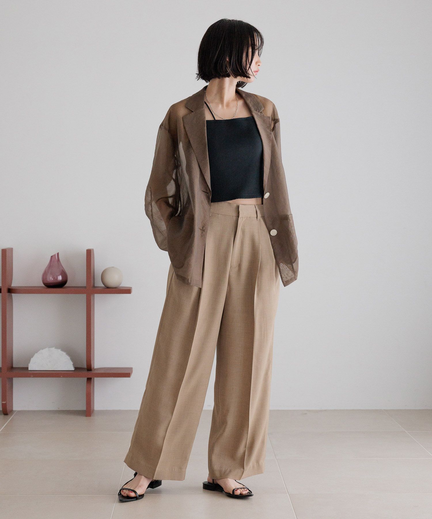 LOWRYS FARM「バスケットワイドパンツ」|チノ|