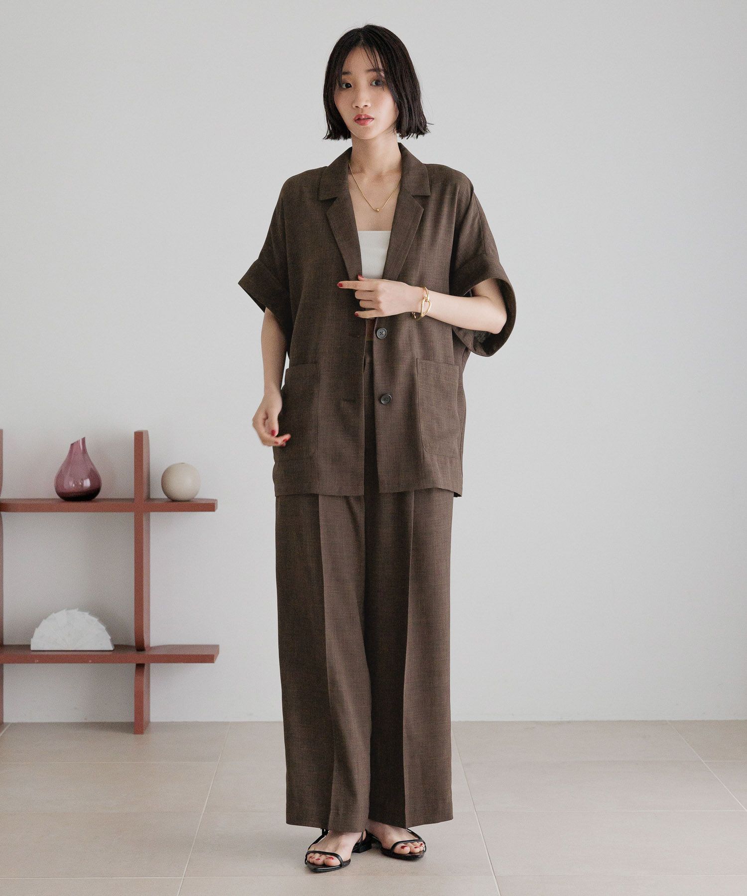 LOWRYS FARM「バスケットワイドパンツ」|チノ|