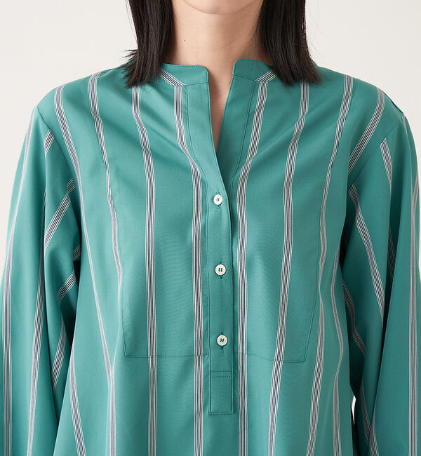 collex「＜手洗い可能＞ ストライプスタンドカラーシャツ」|シャツ・ブラウス|