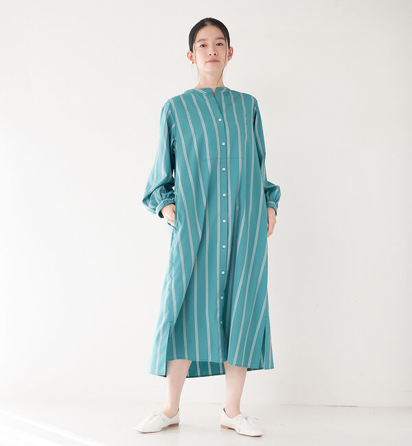 collex「＜手洗い可能＞ストライプフレアシャツワンピース」|ワンピース|