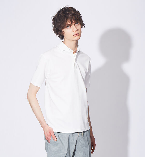 ABAHOUSE「【FLEX COOL】超接触冷感 スムース ポロシャツ」|ポロシャツ|オフホワイト