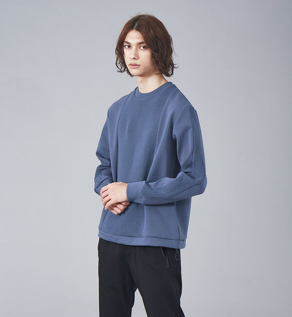 ABAHOUSE「ダンボール&times;ニットコンビ プルオーバー ニット スウェット」|Tシャツ・カットソー|ブルーグレー