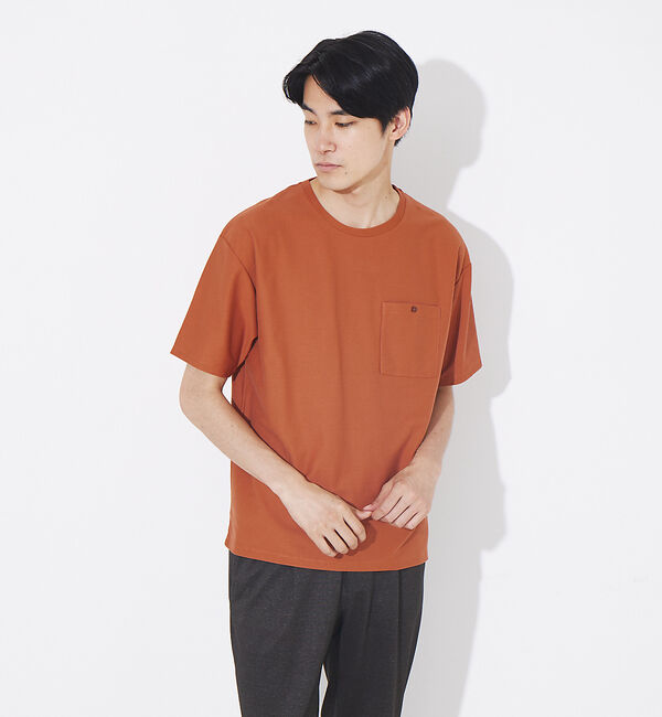 ABAHOUSE「カルゼ ワンボタン ポケット カラー Tシャツ」|Tシャツ・カットソー|エンジ