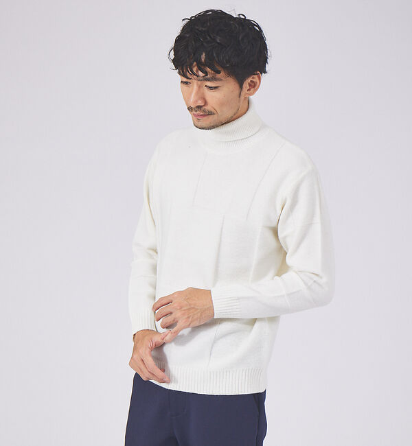 ABAHOUSE「チェック リンクス タートルネック ニット」|ニット・セーター|ホワイト
