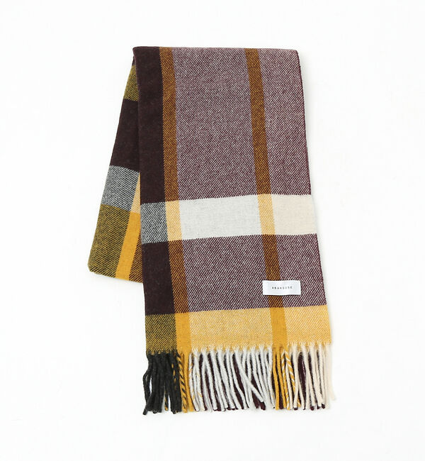 ABAHOUSE「イタリア製 ウール&times;カシミヤ チェック柄 マフラー 50&times;190」|マフラー|ボルドー