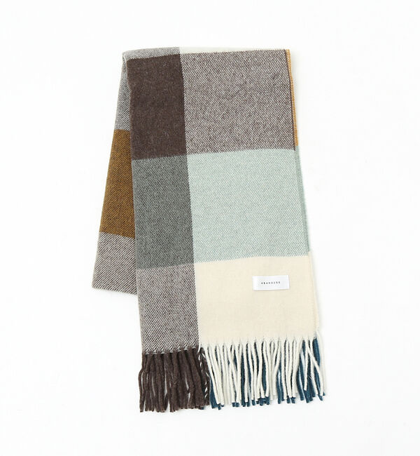 ABAHOUSE「イタリア製 ウール&times;カシミヤ チェック柄 マフラー 50&times;190」|マフラー|マスタード
