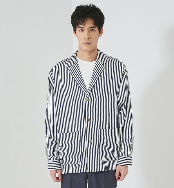 ABAHOUSE「【ストライプ】ラペル シャツジャケット」|シャツ・ブラウス|