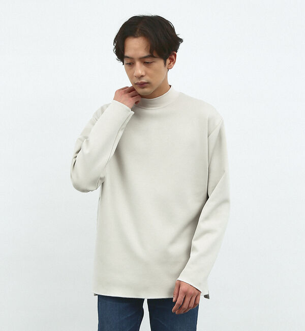 ABAHOUSE「【ダブルフェイス】ソフトタッチ モックネック ロングスリーブ Tシャツ」|Tシャツ・カットソー|