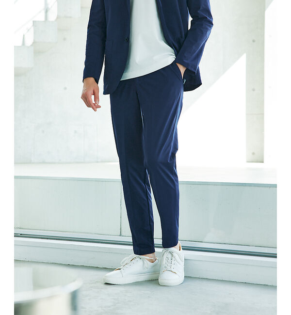 ABAHOUSE「【セットアップ対応/接触冷感】ハイブリット リラックス スラックス」|スラックス|ネイビー