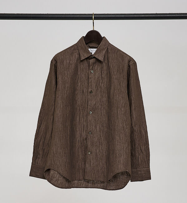 ABAHOUSE「【リネンワッシャー】ストライプ シャツ」|シャツ・ブラウス|ブラウン