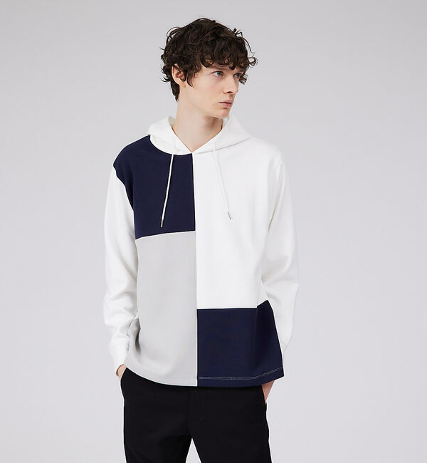 ABAHOUSE「【シルキーダンボール】パネル切替 パーカー」|パーカー|ホワイト