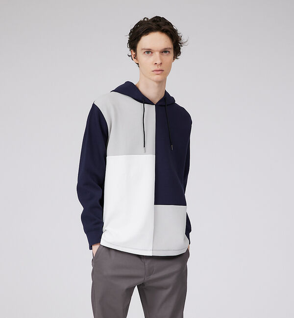 ABAHOUSE「【シルキーダンボール】パネル切替 パーカー」|パーカー|ネイビー