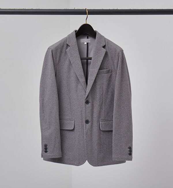 ABAHOUSE「【セットアップ対応】ヘリンボーン ニット ジャケット」|テーラードジャケット|グレー