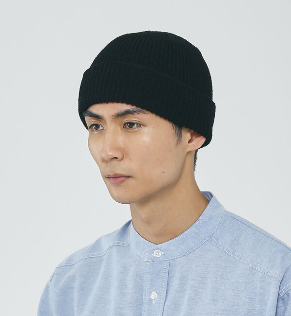 ABAHOUSE「＜BASIQUENTI＞【丸洗いOK】ユニセックス ワッフル編み ニットキャップ」|その他|ブラック