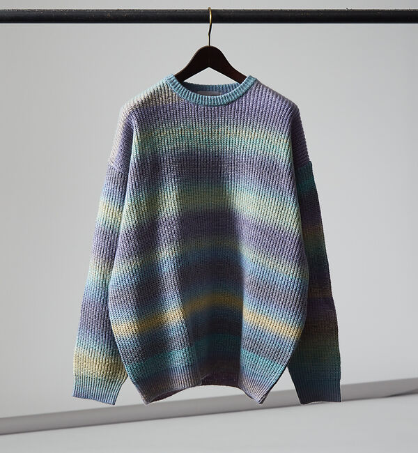 ABAHOUSE「【AH ABAHOUSE】グラデーション ルーズ ニットプルオーバー【ユニセック」|ニット・セーター|パープル