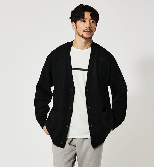 ABAHOUSE「アルパカブレンド シャギーニット カーディガン」|カーディガン|ブラック