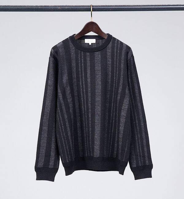 ABAHOUSE「【ウールブレンド】ランダムストライプ ニット」|ニット・セーター|ブラック