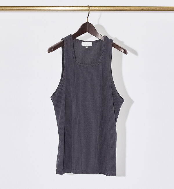 ABAHOUSE「【クルーネック】ストレッチテレコ タンクトップ」|キャミソール|チャコールグレー