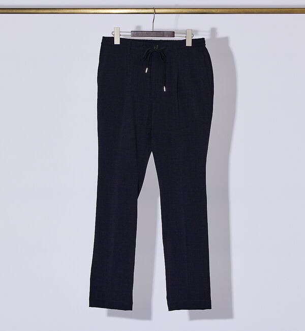 ABAHOUSE「【TRABEST】1タック イージースラックス / サマーパンツ/ 防シワ性 ス」|スラックス|ダークネイビー