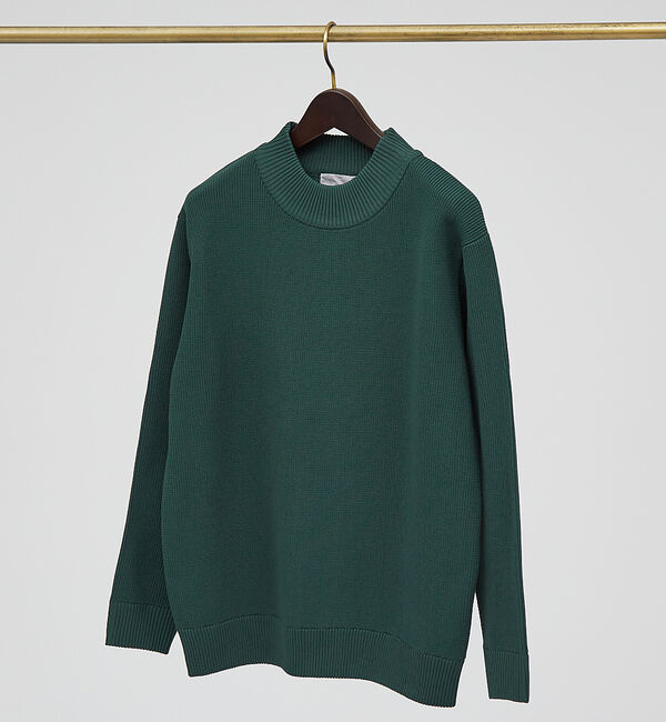 ABAHOUSE「【定番人気】12ゲージ 畦編み モックネック ニット」|ニット・セーター|グリーン