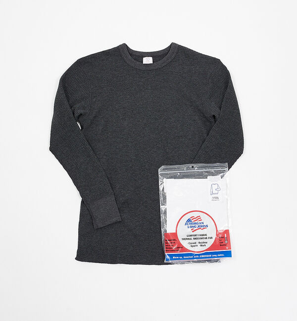 ABAHOUSE「【JEMORGAN/ジェーイーモーガン】ワッフル クルーネック ロングスリーブ」|Tシャツ・カットソー|チャコールグレー