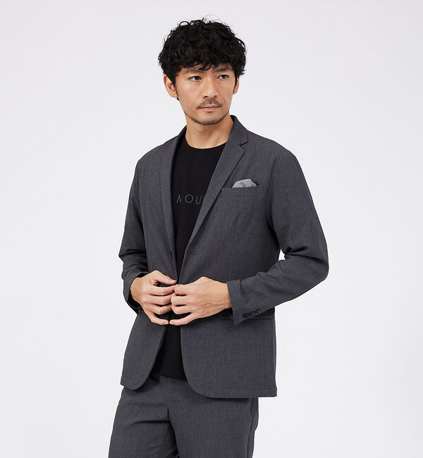 ABAHOUSE「【セットアップ対応】シルキータッチ ウォッシャブル ジャケット」|テーラードジャケット|チャコールグレー