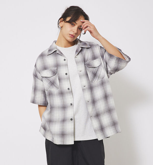 ABAHOUSE「【PENDLETON/ペンドルトン】Open Collar Shirt/ボードシ」|シャツ・ブラウス|グレー系その他1