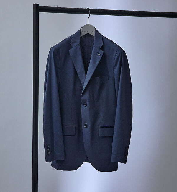 ABAHOUSE「【セットアップ対応/FLEX JACKET】スーパーストレッチ リネンブレンド」|テーラードジャケット|ダークネイビー