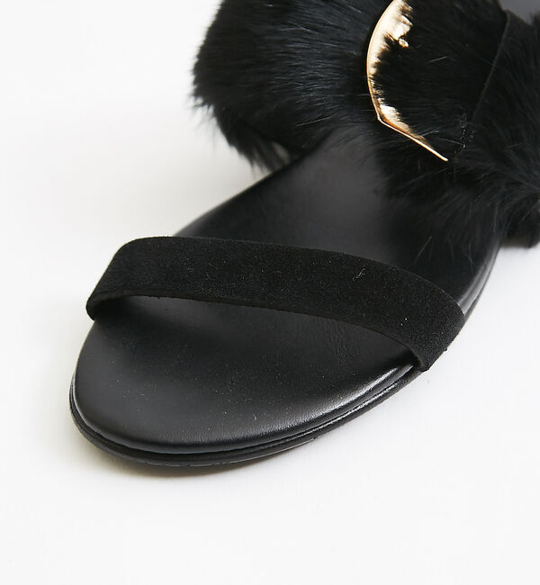 Rouge vif「MAURO de BARI 2ベルトファーフラットサンダ」|サンダル|