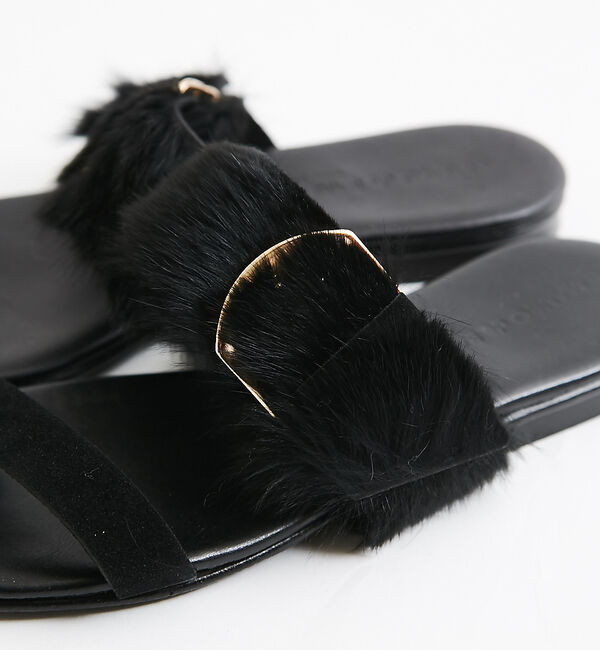 Rouge vif「MAURO de BARI 2ベルトファーフラットサンダ」|サンダル|