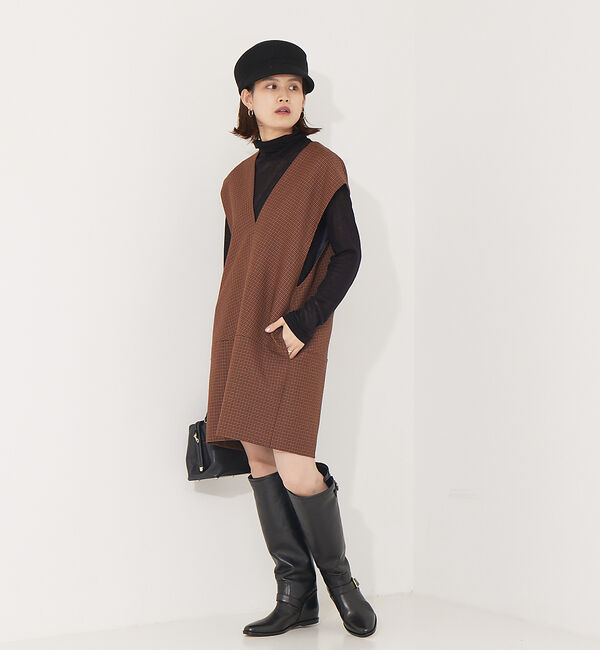 Rouge vif「チェックVネックワンピース」|ワンピース|